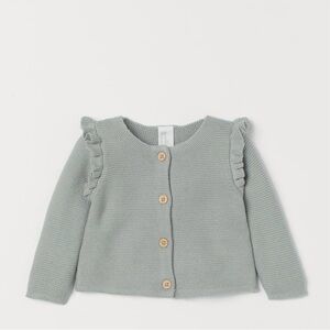 H&M Kids Sage Green Ruffle Cardigan